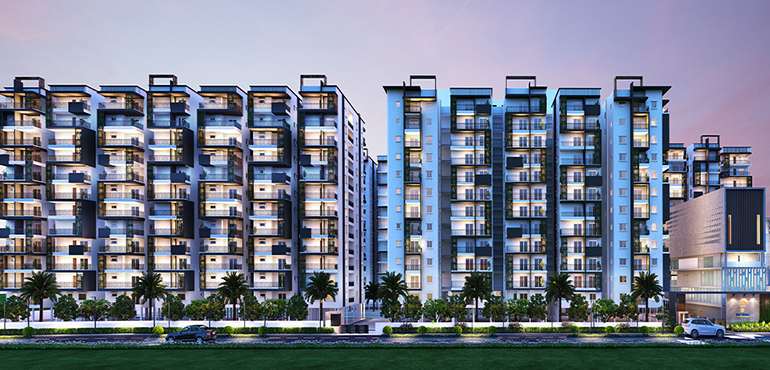 West Facing View Of 2 and 3BHK Flats in Bachupall